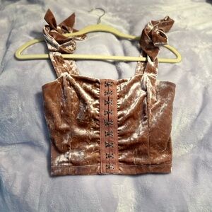 Crushed Velvet Rose’ Crop Top Women’s Sz S NWOT